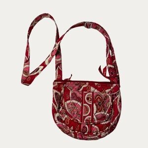 Vera Bradley Red Rosie Posie Crossbody Bag approx 7”x9”